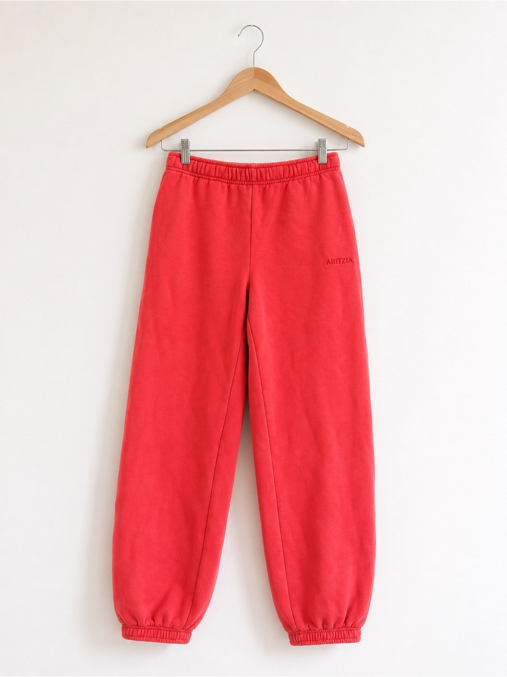 Aritzia Kids Coral-Red Fleece Joggers